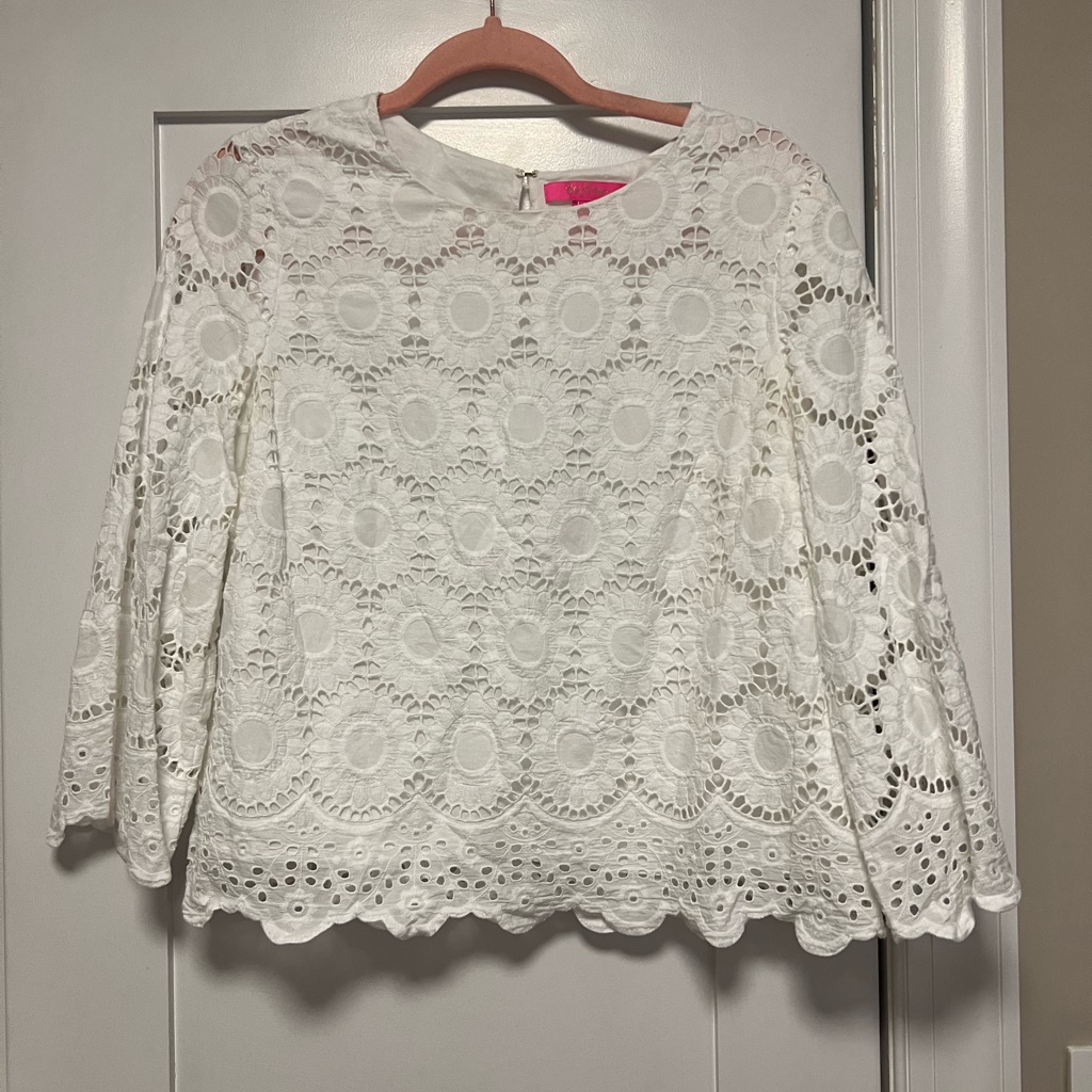 Euc White Lace Lilly Pulitzer Top Size M